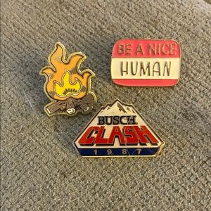 Vintage Enamel Pin Set - Red, Gold, Blue